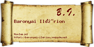 Baronyai Ilárion névjegykártya